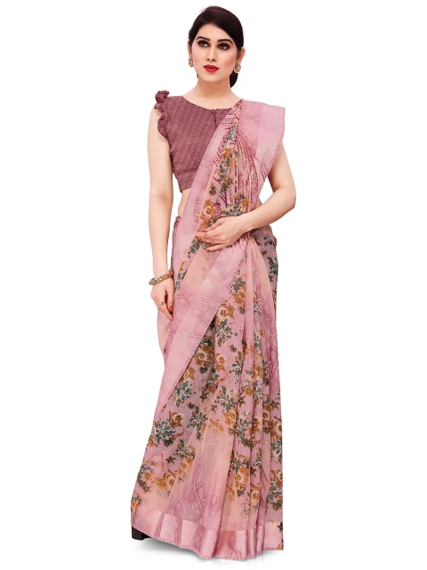 

KALINI Women Pink & Wine Floral Printed Saree
