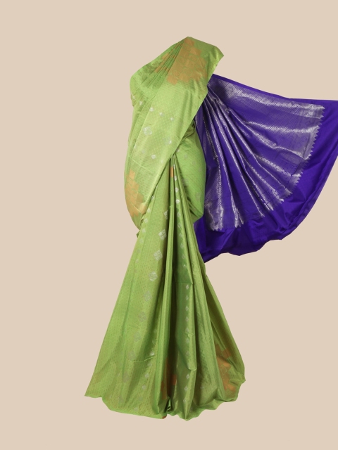 

Pothys Green & Purple Paisley Zari Pure Silk Kanjeevaram Saree