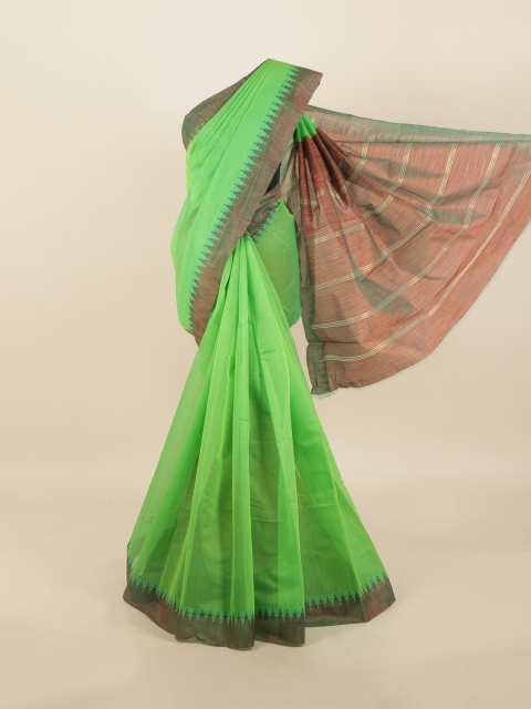 

Pothys Green & Brown Solid Saree