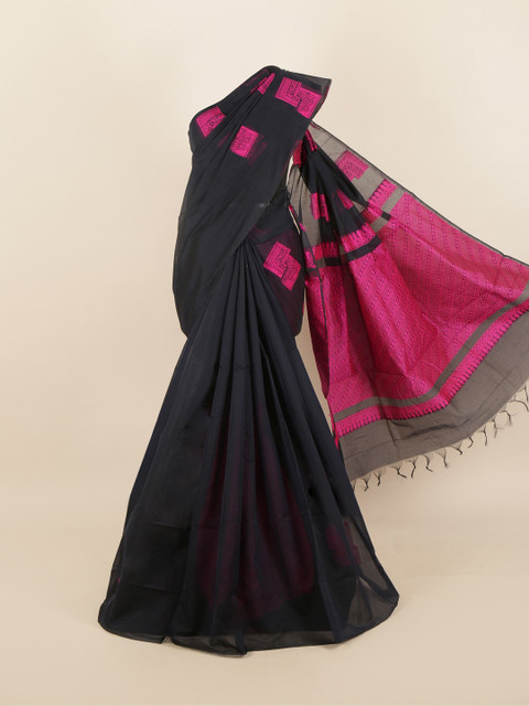 

Pothys Navy Blue & Pink Ethnic Motifs Woven Design Saree
