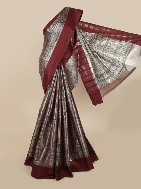 

Pothys Grey & Maroon Ethnic Motifs Saree