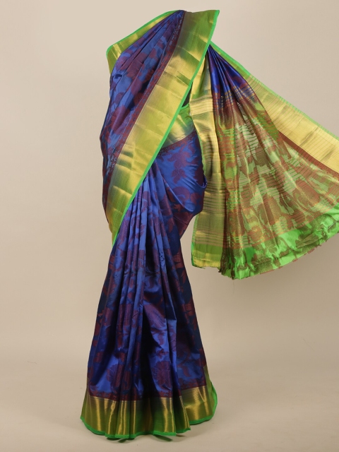 

Pothys Blue & Green Woven Design Jute Silk Saree