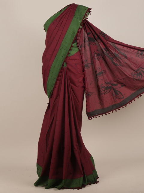 

Pothys Maroon & Green Jaipur Printed Saree