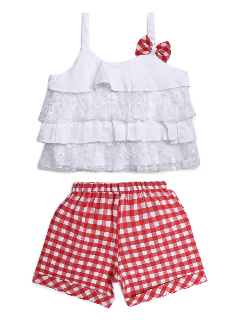 

ADIVA Girls Red & White Top with Shorts