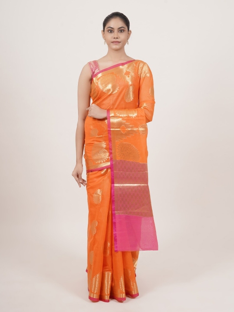 

Pothys Orange & Pink Paisley Zari Tissue Saree