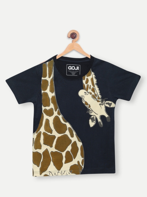 

GOJI Boys Navy Blue Printed T-shirt