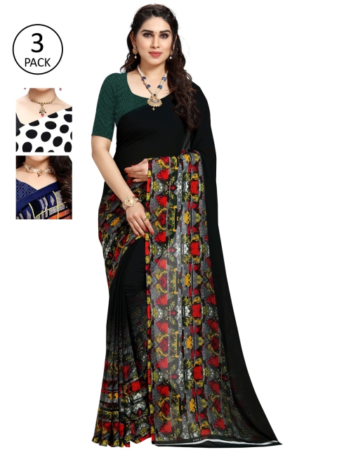 

KALINI Pack Of Three Printed Saree, White