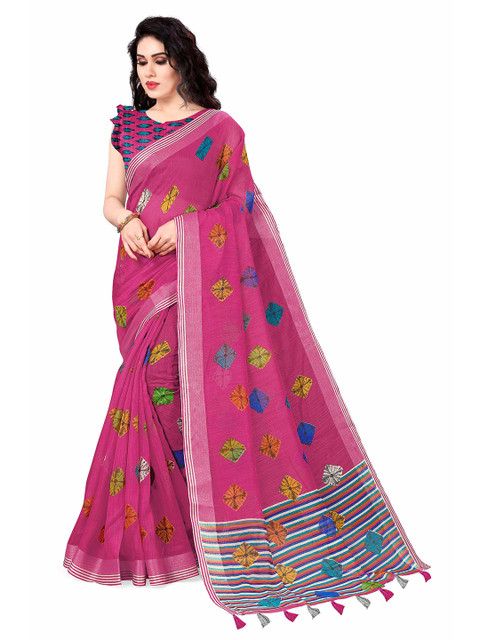 

KALINI Pink & Blue Bandhani Saree