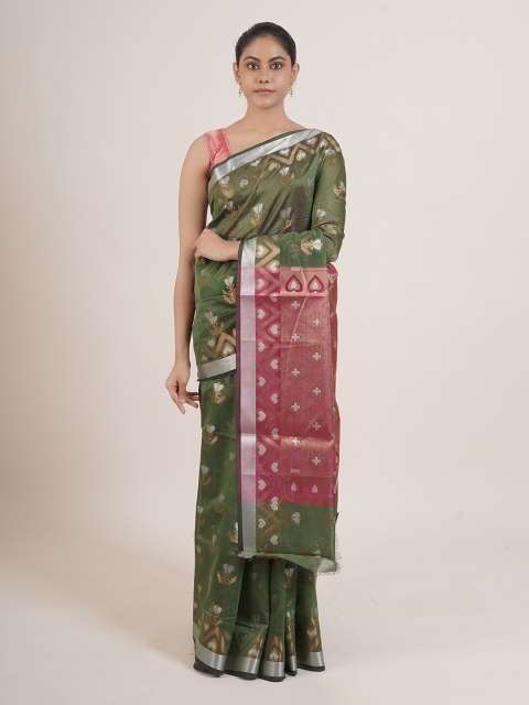 

Pothys Green & Gold-Toned Floral Saree