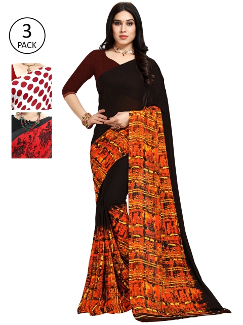 

KALINI Pack of 3 Printed Sarees, Multi