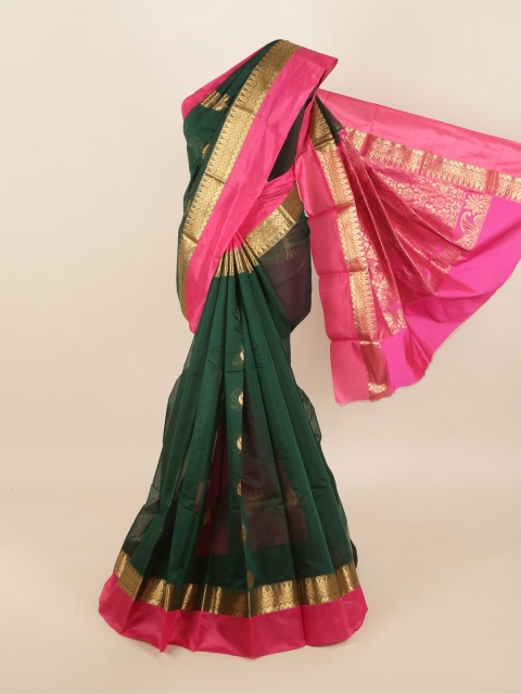 

Pothys Green & Golden Ethnic Motif Woven Design Zari Saree