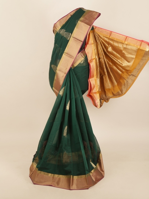 

Pothys Green & Golden Ethnic Motifs Saree