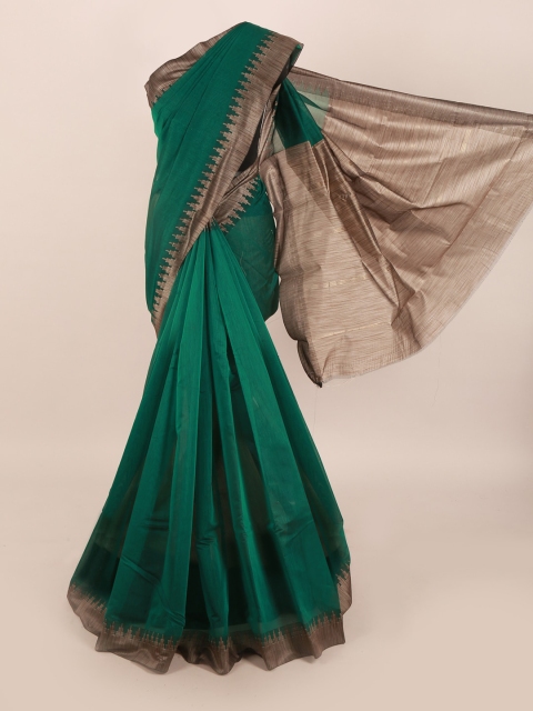 

Pothys Green & Beige Solid Saree