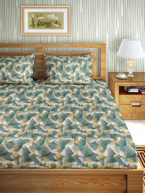 

BELLA CASA Green & Brown 180 TC King Bedsheet with 2 Pillow Covers