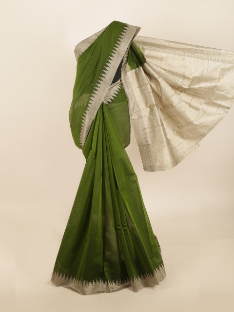 

Pothys Green & Beige Solid Saree