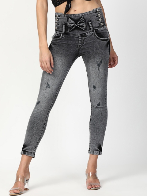 

V2 Value & Variety Women Grey High-Rise Mildly Distressed Heavy Fade Jeans