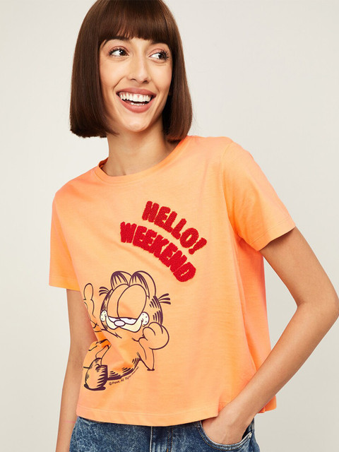 

Ginger by Lifestyle Women Orange Printed T-shirt