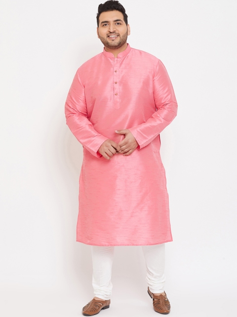 

VASTRAMAY PLUS Men Solid Silk Blend Kurta, Pink