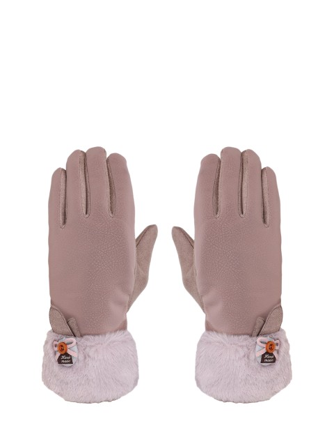 

FabSeasons Women Peach Solid Hand Made Gloves With Touchscreen Fingers