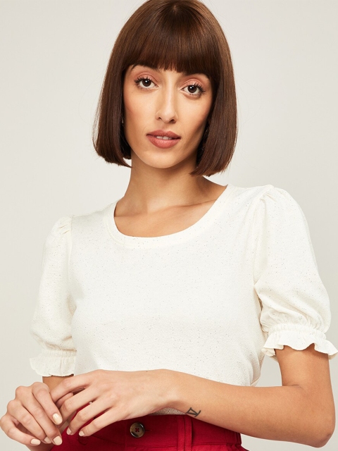 

Bossini Off White Puff Sleeve Regular Top