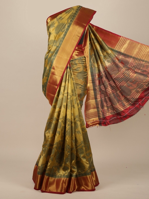 

Pothys Yellow & Grey Woven Design Zari Jute Silk Saree