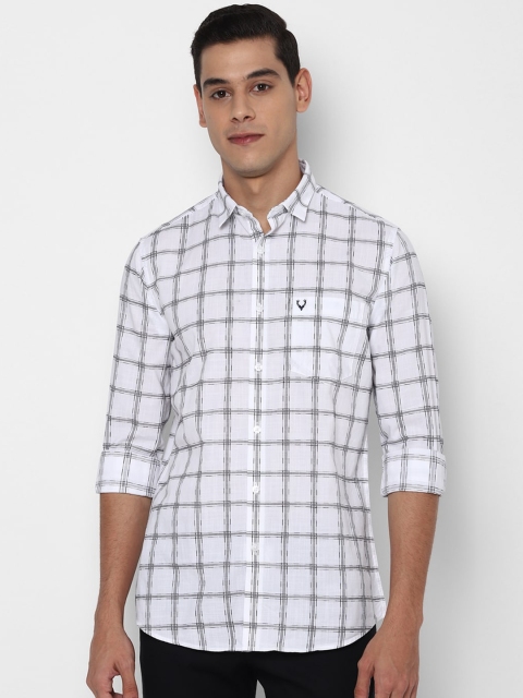 

Allen Solly Men White Pure Cotton Slim Fit Windowpane Checks Casual Shirt