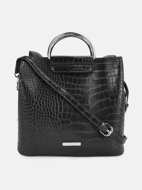 

Forever Glam by Pantaloons Black Animal Textured Structured Handheld Bag