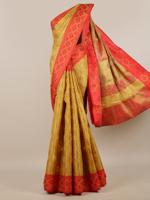 

Pothys Yellow & Red Ethnic Motifs Woven Design Saree