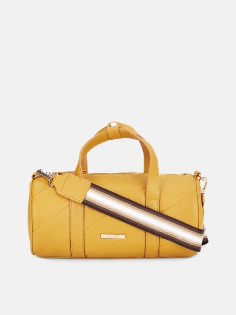 

Forever Glam by Pantaloons Mustard Bowling Handheld Bag with Contrast Sling