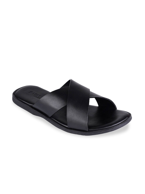

RAPAWALK Men Black Leather Comfort Sandals