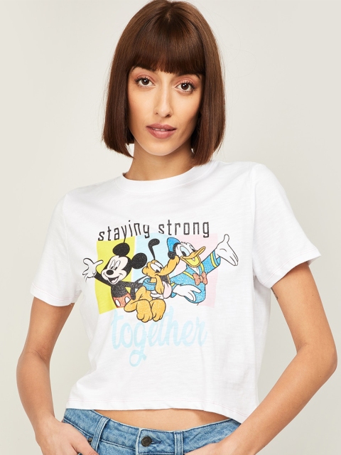 

Ginger by Lifestyle Women Off White Mickey& Friends Printed T-shirt