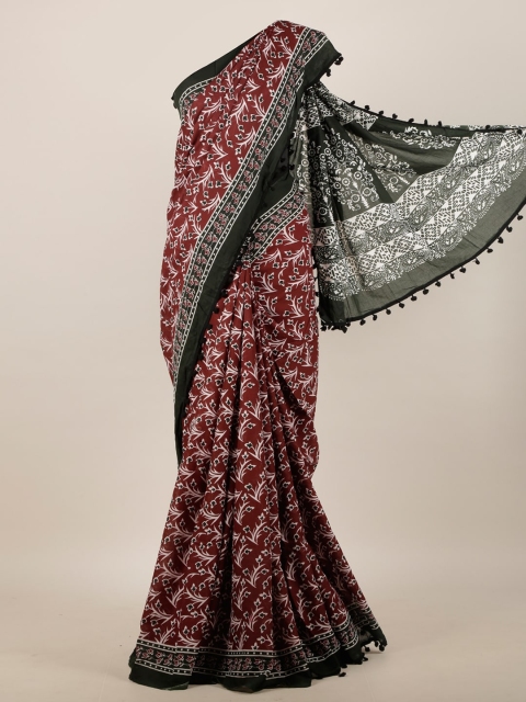 

Pothys Maroon & Black Floral Printed Saree