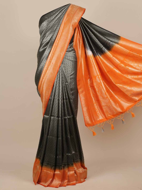 

Pothys Grey & Orange Ombre Woven Design Zari Jute Silk Saree