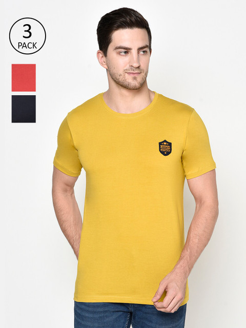 

ELEGANCE Pack Of 3 Round Neck T-shirt, Red