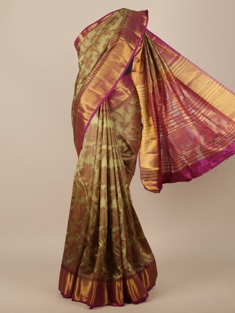 Pothys Green & Beige Woven Design Zari Jute Silk Saree