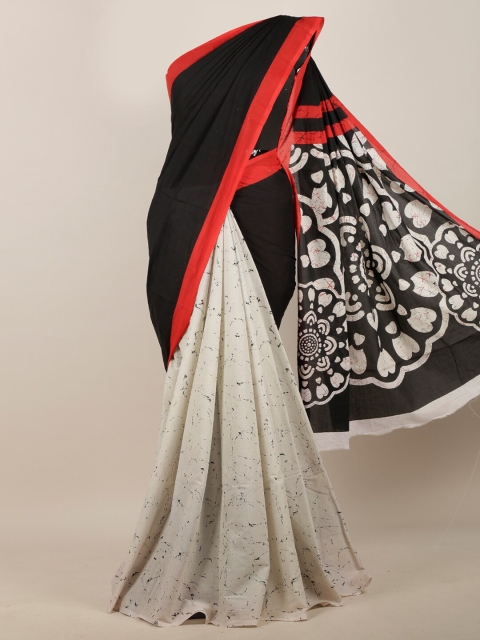 

Pothys Black & Red Ethnic Motifs Printed Saree