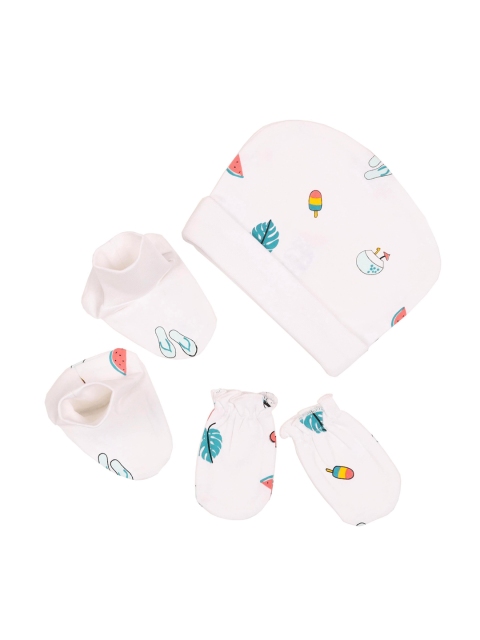 

KICKS & CRAWL Infant Kids White Printed Surf Summer 5 Pieces Apparel Gift Set