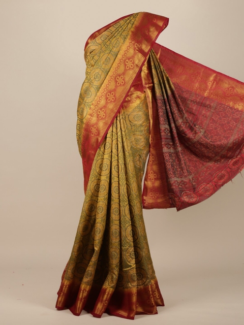 

Pothys Mustard & Green Ethnic Motifs Jute Silk Saree
