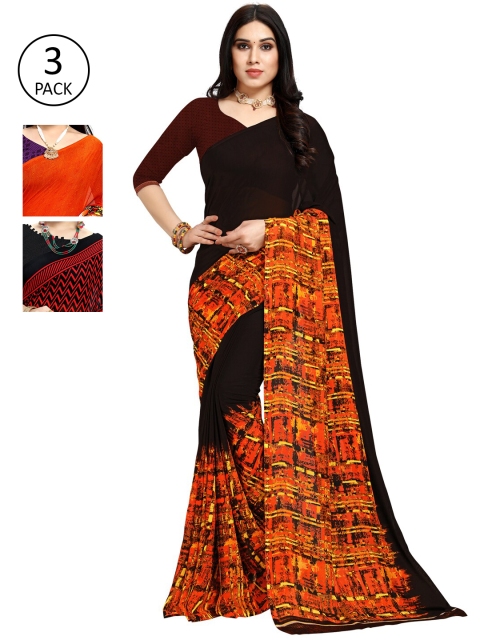 

KALINI Pack Of 3 Printed Saree, Red