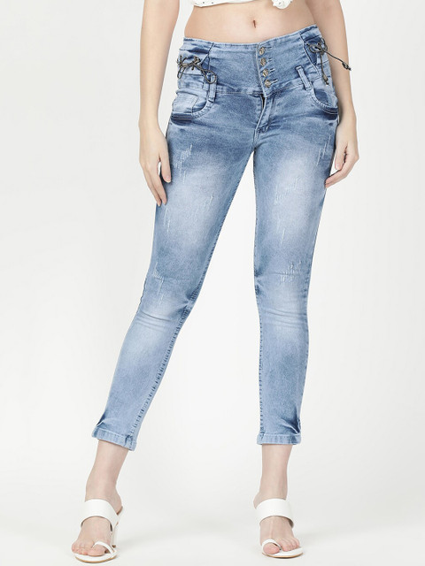 

V2 Value & Variety Women Blue Mildly Distressed Light Fade Jeans