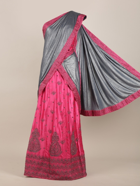 

Pothys Women Grey & Pink Traditional Half Saree