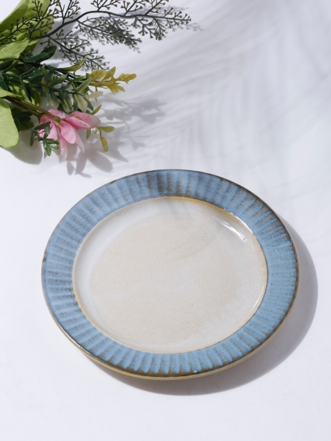 

Fabindia White & Blue 1 Piece Textured Ceramic Unati Ribbed Plate