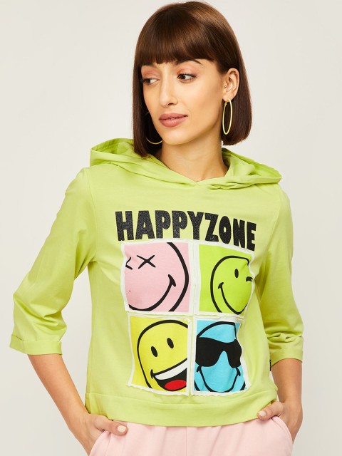 

SmileyWorld Women Lime Green Printed Sweatshirt
