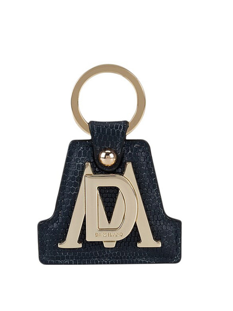 

Da Milano Navy Blue & Gold-Toned Textured Leather Keychain