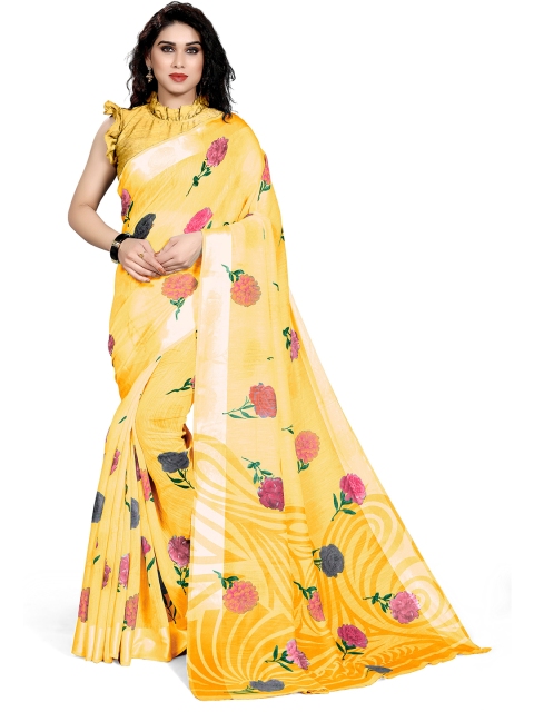 

KALINI Yellow & Multicoloured Floral Bagh Saree