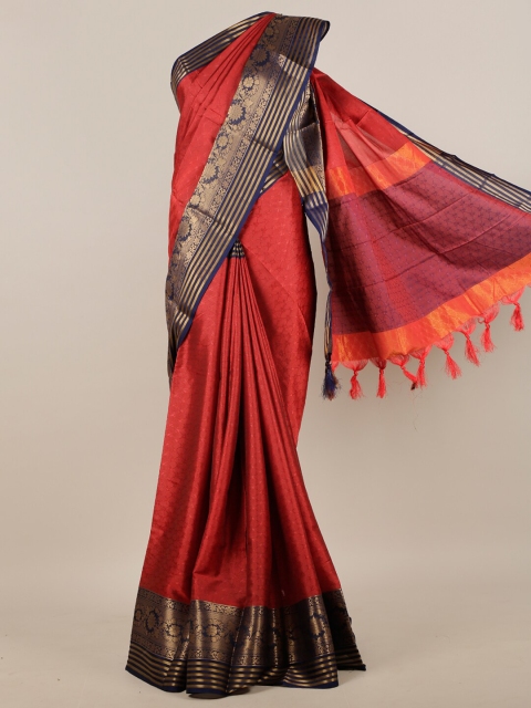 

Pothys Orange & Blue Zari Saree