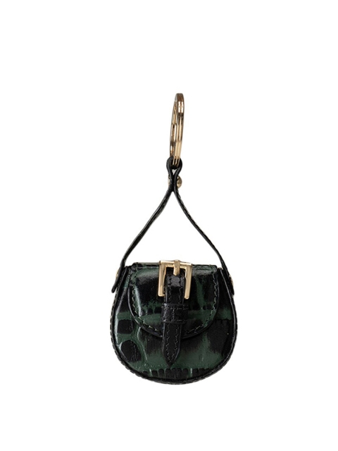 

Da Milano Green & Black Printed Bag-Shaped Leather Keychain