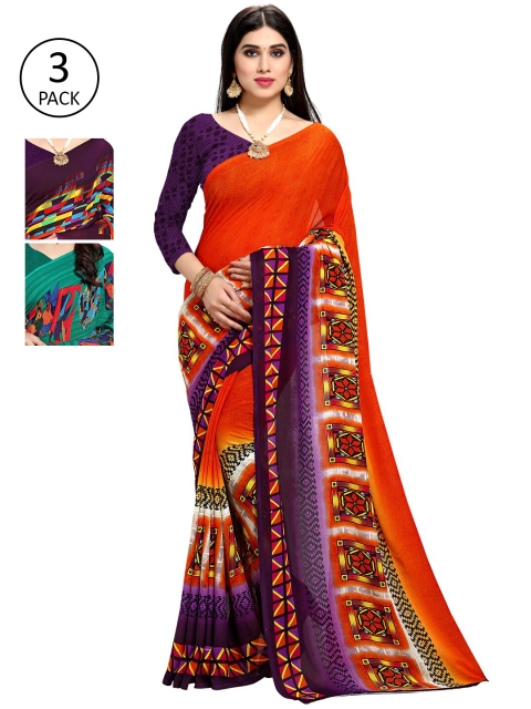 

KALINI Pack of 3 Printed Sarees, Multi