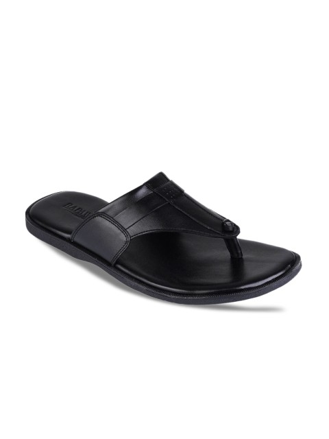 

RAPAWALK Men Black Leather Comfort Sandals