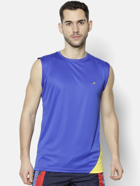 

V2 Value & Variety Men Blue & Yellow Colourblocked Round Neck T-shirt